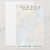 Uw bootnaam Vanaf de dekken van Maryland Nautical Briefpapier (Voorkant / Achterkant)