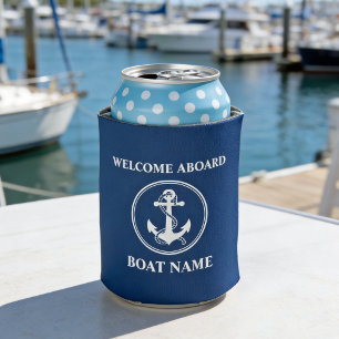 Uw bootnaam Welkom aan boord touw anker blauw Blikjeskoeler