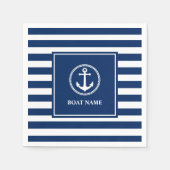 Uw Bootnaam Zee Anker Blue Stripes Servet (Voorkant)