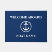 Uw Bootnaam Zee Anker Blue Welkom aan boord Deurmat (Voorkant)