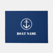 Uw Bootnaam Zee Anker Navy Blue Deurmat (Voorkant)