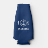 Uw Bootnaam Zeepaardanker Navy Blue 00a Flesjeskoeler (Voorkant)