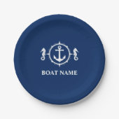 Uw Bootnaam Zeepaardanker Navy Blue 7" Papieren Bordje (Voorkant)