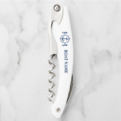 Uw Bootnaam Zeepaardanker op Wit Kurkentrekker (Voorkant)