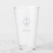 Uw botnaam Blauwe Compass Anchor Glas (Achterkant)