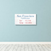 Uw breedtegraad van uw stad en lengte canvas afdruk (Insitu (Houten vloer))