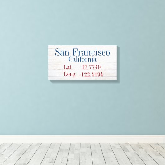 Uw breedtegraad van uw stad en lengte canvas afdruk (Insitu (Houten vloer))