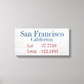 Uw breedtegraad van uw stad en lengte canvas afdruk (Voorkant)