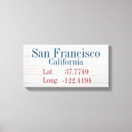 Uw breedtegraad van uw stad en lengte canvas afdruk