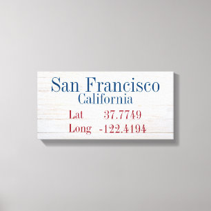 Uw breedtegraad van uw stad en lengte canvas afdruk