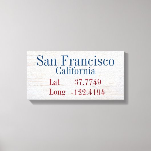 Uw breedtegraad van uw stad en lengte canvas afdruk (Voorkant)