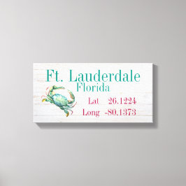 Uw breedtegraad van uw stad en lengte canvas afdruk