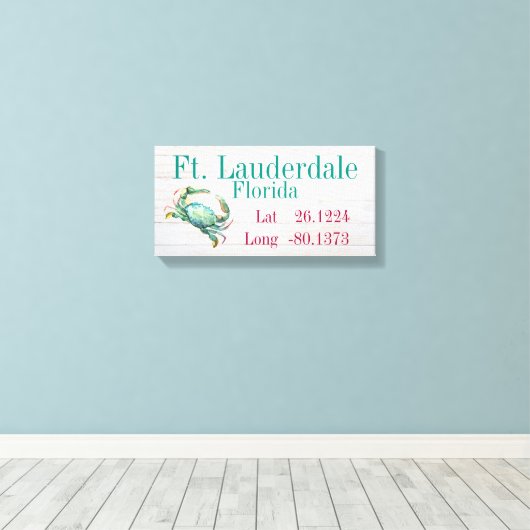 Uw breedtegraad van uw stad en lengte canvas afdruk (Insitu (Houten vloer))