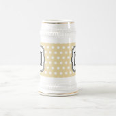 Uw brief. Aangepast monogram. Beige Polka Dot. Bierpul (Center)
