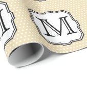 Uw brief. Aangepast monogram. Beige Polka Dot. Cadeaupapier (Rol Hoek)