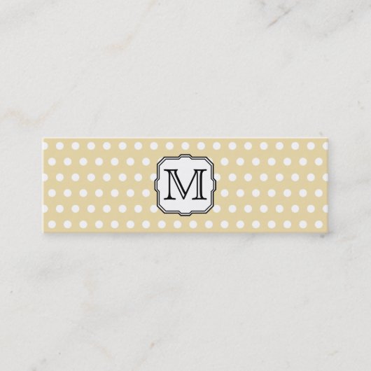 Uw brief. Aangepast monogram. Beige Polka Dot. Mini Visitekaartje (Voorkant)