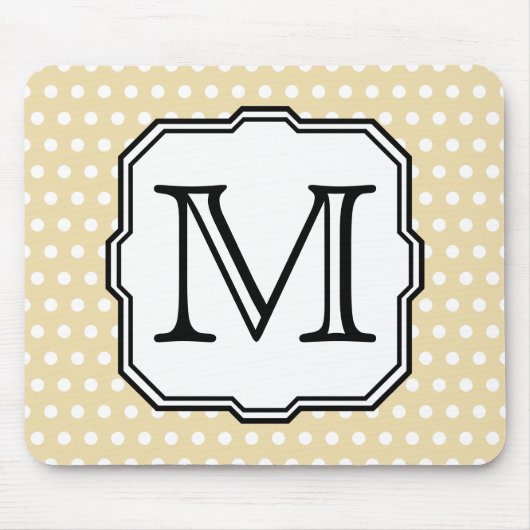 Uw brief. Aangepast monogram. Beige Polka Dot. Muismat (Voorkant)