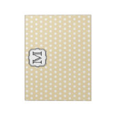 Uw brief. Aangepast monogram. Beige Polka Dot. Notitieblok (Linkerzijde)