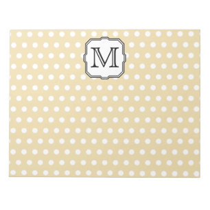 Uw brief. Aangepast monogram. Beige Polka Dot. Notitieblok