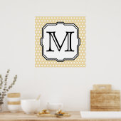 Uw brief. Aangepast monogram. Beige Polka Dot. Poster (Keuken)