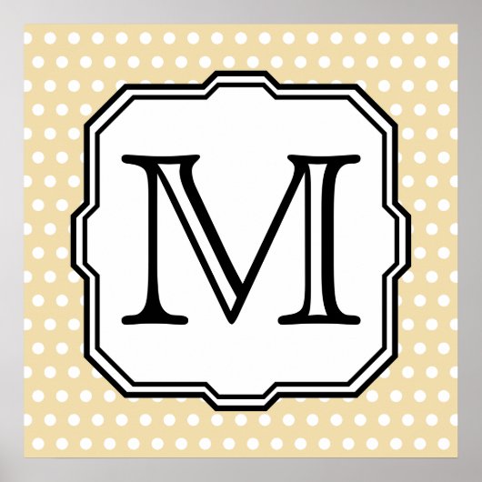 Uw brief. Aangepast monogram. Beige Polka Dot. Poster (Voorkant)