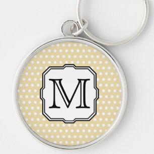 Uw brief. Aangepast monogram. Beige Polka Dot. Sleutelhanger