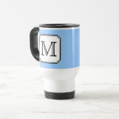 Uw brief. Aangepast monogram. Blauw zwart wit. Reisbeker (Voorkant links)