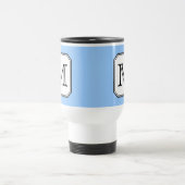 Uw brief. Aangepast monogram. Blauw zwart wit. Reisbeker (Center)