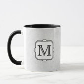 Uw brief. Aangepast monogram. Grijs, zwart en wit Mok (Links)