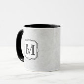 Uw brief. Aangepast monogram. Grijs, zwart en wit Mok (Voorkant links)