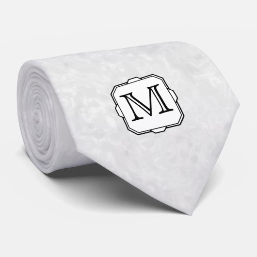 Uw brief. Aangepast monogram. Grijs, zwart en wit Stropdas (Opgerold)