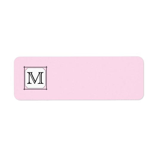 Uw brief. Aangepast monogram. Roze zwart wit Etiket (Voorkant)