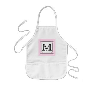 Uw brief. Aangepast monogram. Roze zwart wit Kinder Schort