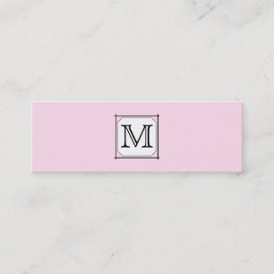 Uw brief. Aangepast monogram. Roze zwart wit Mini Visitekaartje