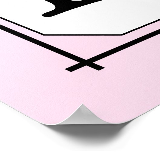 Uw brief. Aangepast monogram. Roze zwart wit Poster (Hoek)