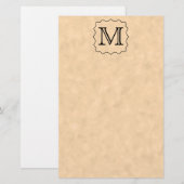 Uw brief. Aangepast monogram. Zwart en perkament Briefpapier (Voorkant / Achterkant)