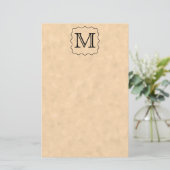 Uw brief. Aangepast monogram. Zwart en perkament Briefpapier (Staand voorkant)