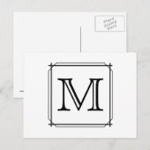 Uw brief. Aangepast monogram. Zwart en wit Briefkaart (Voorkant / Achterkant)