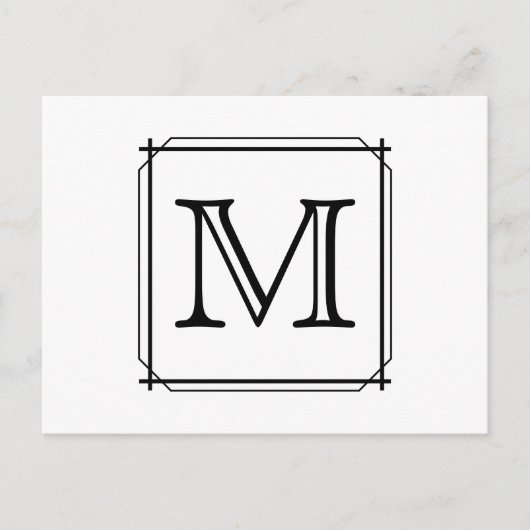 Uw brief. Aangepast monogram. Zwart en wit Briefkaart (Voorkant)