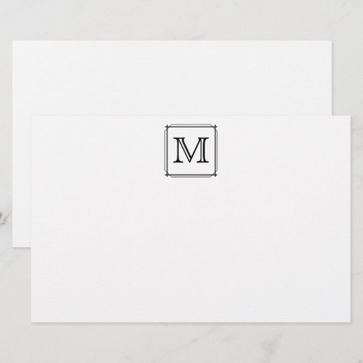 Uw brief. Aangepast monogram. Zwart en wit Briefpapier (Voorkant / Achterkant)
