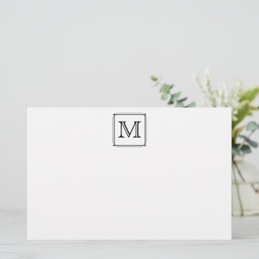 Uw brief. Aangepast monogram. Zwart en wit Briefpapier (Staand voorkant)