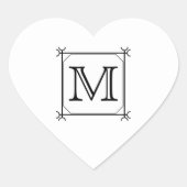 Uw brief. Aangepast monogram. Zwart en wit Hart Sticker (Voorkant)