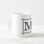 Uw brief. Aangepast monogram. Zwart en wit Koffiemok (Voorkant links)