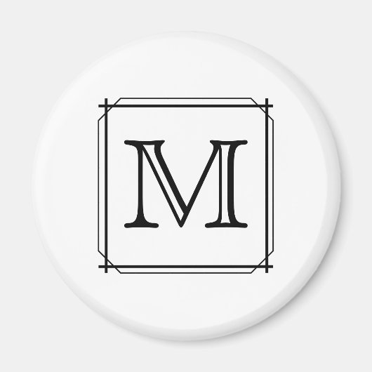 Uw brief. Aangepast monogram. Zwart en wit Magneet (Voorkant)