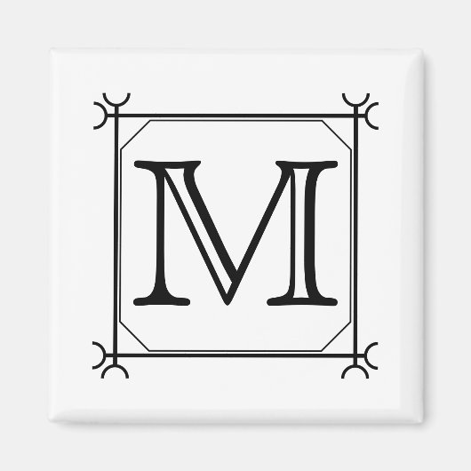 Uw brief. Aangepast monogram. Zwart en wit Magneet (Voorkant)