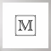 Uw brief. Aangepast monogram. Zwart en wit Poster (Voorkant)