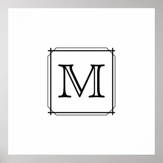 Uw brief. Aangepast monogram. Zwart en wit Poster (Voorkant)