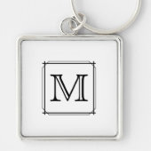 Uw brief. Aangepast monogram. Zwart en wit Sleutelhanger (Voorkant)