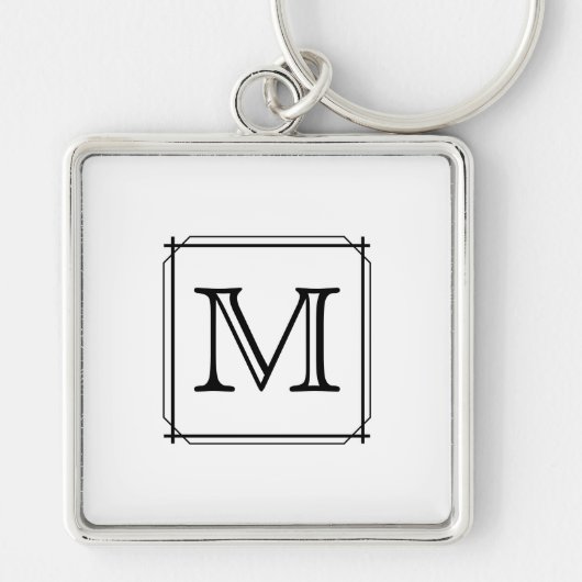Uw brief. Aangepast monogram. Zwart en wit Sleutelhanger (Voorkant)
