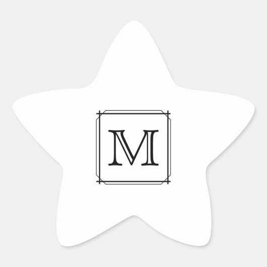 Uw brief. Aangepast monogram. Zwart en wit Ster Sticker (Voorkant)